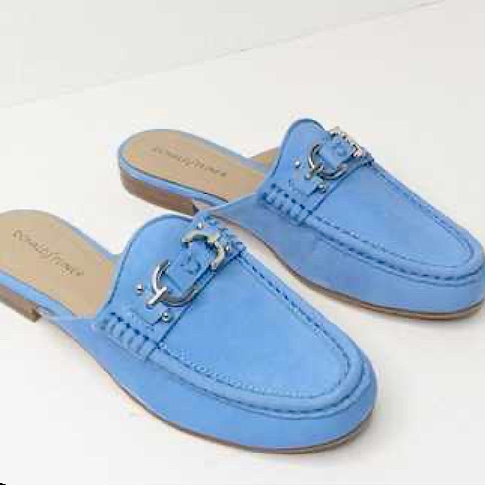 Donald Pliner sylvi mule blue soft leather slip on loafer women’s shoes 7.5M